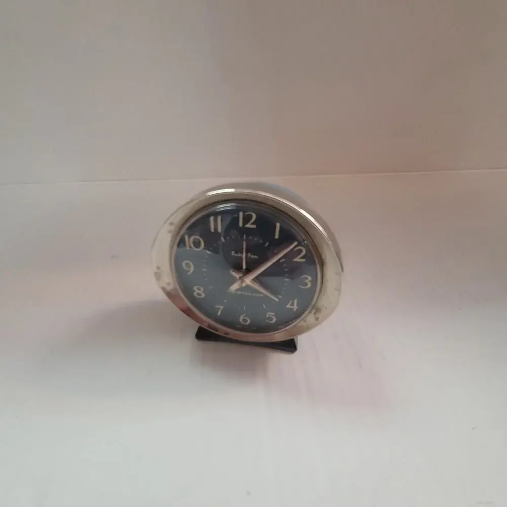 Alarm Clock Westclox Baby Ben Working Fashion Brite Wedgewood Blue Dial Oval VTG